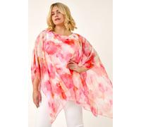 Curve Watercolour Print Overlay Top Roman Pink 18