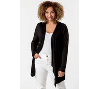 Roman Curve Women Waterfall Front Jersey Cardigan - Ladies Spring Everyday Summer Evening Vacation Work Holiday Long Sleeve Smart Casual - Black - Size 18