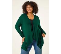 Roman Women's Curve Waterfall Front Jersey Cardigan in Green | Size: 22-24 Roman Green 22-24