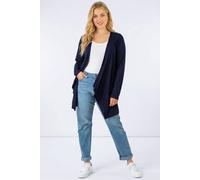 Roman Curve Women Waterfall Front Jersey Cardigan - Ladies Spring Everyday Summer Evening Vacation Work Holiday Long Sleeve Smart Casual - Navy - Size 26