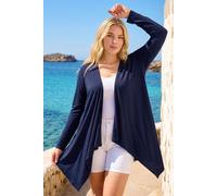 Roman Women's Curve Waterfall Front Jersey Cardigan Sweater in Navy | Size: 22/24