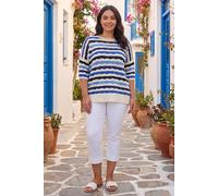 Roman Women's Curve Wave Stripe Jumper in Blue | Size: 18 Roman Blue 18
