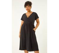 Curve Wrap Front Stretch Dress Roman Black 26-28