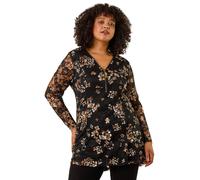 Curve Zip Front Lace Top Roman Black 18