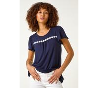 Roman Women's Daisy Applique Stretch Top in Navy | Size: 10 Roman Navy 10