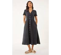 Roman Women's Denim Button Through Midi Dress in Black | Size: 14 Roman Black 14