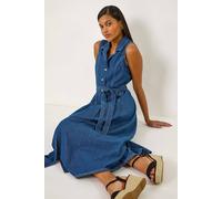 Roman Women's Denim Button Through Midi Dress in Mid Blue | Size: 14 Roman Mid Blue 14
