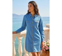 Roman Women's Denim Button Through Shirt Dress in Mid Blue | Size: 16 Roman Mid Blue 16
