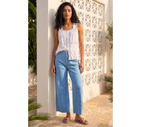 Roman Women's Denim Spot Print Frayed Edge Jeans Trouser in Light Blue | Size: 18