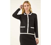 Roman Women's Diamante Button Knit Jacket in Black | Size: 18 Roman Black 18