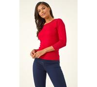 Roman Originals Women Sparkly Embellished Jumper Ladies Diamante Sequin Hotfix Winter Sweater NYE New Year's Eve Christmas Party Going Out Shiny Smart Work Pullover - Sparkly Red - Size 20