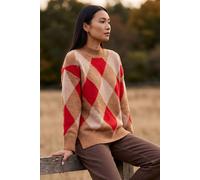 Roman Women's Diamond Argyle Knit in Camel | Size: 16