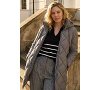 Roman Padded Coat for Women UK - Ladies Longline Puffer Winter Quilted Parka Waterproof Rainproof Wind Resistant Thermal Jacket Long Length Warm Zip Hood Puffa Cosy - Grey - Size 20