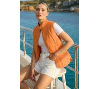 Roman Women's Diamond Quilted Funnel Neck Gilet in Orange | Size: 10 Roman Orange 10