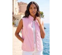 Roman Diamond Quilted Funnel Neck Gilet for Women UK - Ladies Spring Everyday Summer Holiday Button Up Comfy Sleeveless Soft Pocket Detail Coat Daily Farm Jackets - Pink - Size 12