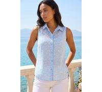 Roman Women's Ditsy Floral Sleeveless Blouse in Light Blue | Size: 10
