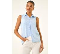 Roman Women's Ditsy Floral Sleeveless Blouse in Light Blue | Size: 20 Roman Light Blue 20
