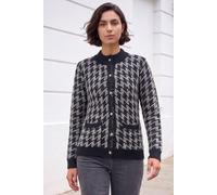 Roman Women's Dogtooth Cardigan Sweater in Black | Size: 12