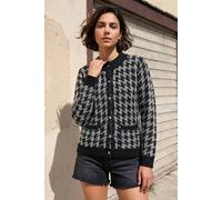 Roman Women's Dogtooth Cardigan Sweater in Black | Size: 10