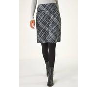 Roman Originals Short Skirt for Women UK Ladies Brushed Lined Stretch A-Line Winter Autumn Smart Casual Mini Fitted Bodycon Jersey Pull On Elasticated Waist Work Party - Dark Grey - Size 16