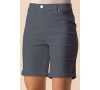 Roman Originals Stretch Shorts for Women UK Ladies Pull On Turned Hem Cut Off Bengaline Mom Boyfriend Boy Denim Casual Cropped Pants Capri Slim Fit Turn Up Summer Crops Mother - Dark Grey - Size 16