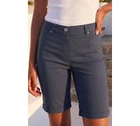 Roman Originals Stretch Shorts for Women UK Ladies Pull On Turned Hem Cut Off Bengaline Mom Boyfriend Boy Denim Casual Cropped Pants Capri Slim Fit Turn Up Summer Crops Mother - Dark Grey - Size 22