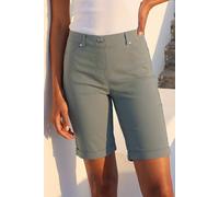 Roman Originals Stretch Shorts for Women UK Ladies Pull On Turned Hem Cut Off Bengaline Mom Boyfriend Boy Denim Casual Cropped Pants Capri Slim Fit Turn Up Summer Crops Mother - Khaki - Size 22