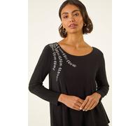 Roman Women's Embellished Double Layer Tunic Top in Black | Size: 18 Roman Black 18