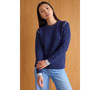 Roman Originals Embellished Knit Jumper for Women UK - Ladies Everyday Autumn Winter Round Neckline Comfy Soft Evening Vacation Work Party Night Out - Navy - Size 10