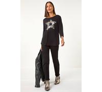 Embellished Sequin Star Stretch Top Roman Silver 12