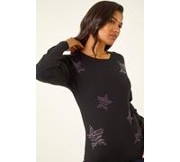 Roman Women's Embellished Star Knit Jumper in Black | Size: 12