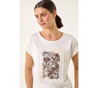 Roman Women's Embroidered Crochet Panel T-Shirt in Ivory | Size: 16 Roman Ivory 16