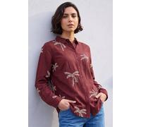 Roman Women's Embroidered Palm Print Shirt in Wine | Size: 12