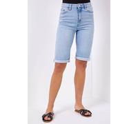 Roman Originals Denim Shorts for Women UK - Ladies Knee Length Stretch Jean Cropped Jeggings Turn Up Hem Cut Off Summer High Waisted Smart Fitted Lightweight Casual Holiday - Light Denim - Size 12