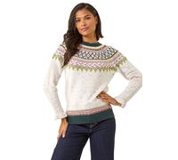 Roman Fairisle Jumper for Women UK Ladies Stretchy Winter Autumn Sweater Smart Casual Knit Knitwear Knitted Pullover Comfy Soft Thick Lightweight Dinner Party Office Work - Multi - Size 20