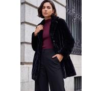 Roman Originals Women Faux Fur Coat - Ladies Jackets Teddy Bear Plush Casual Soft Fluffy Textured Oversized Warm Cosy Autumn Winter Flattering - Onyx - Size 16