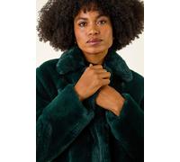 Roman Originals Women Faux Fur Coat - Ladies Jackets Teddy Bear Plush Casual Soft Fluffy Textured Oversized Warm Cosy Autumn Winter Flattering - Emerald - Size 14