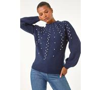 Pearl Embellished Cable Knit Jumper Roman Midnight 14
