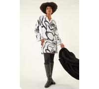 Roman Women's Floral Abstract Knit Dress in Ivory | Size: 18
