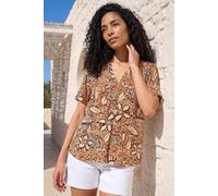Roman Women's Floral Abstract Print Tunic Top in Orange | Size: 18