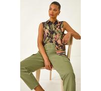 Roman Originals Sleeveless Shirt for Women UK Ladies Blouse Top Button Through Summer Smart Casual Work Cocktail Party Office Holiday Special Occassion Evening Going Out - Multi Floral - Size 20