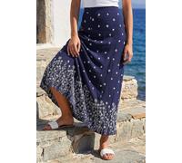 Roman Women's Floral Border Print Stretch Skirt in Navy | Size: 12 Roman Navy 12
