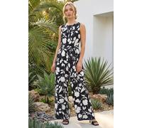 Roman Women's Floral Chiffon Belted Jumpsuit in Black | Size: 20 Roman Black 20