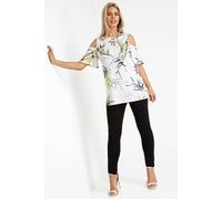 Roman Women's Floral Cold Shoulder Top in Ivory | Size: 14 Roman Ivory 14