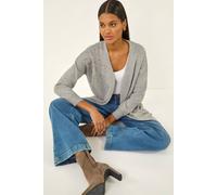 Roman Originals Floral Embellished Knit Cardigan for Women UK - Ladies Everyday Autumn Winter Comfy Soft Evening Vacation Work Party Night Out - Grey - Size 18