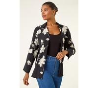 Roman Women's Floral Embroidered Collared Shirt in Black | Size: 12 Roman Black 12