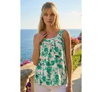 Roman Women's Floral Pleated Vest Top in Green | Size: 20
