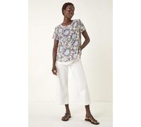 Roman Originals Floral Print Double Layer Top for Women UK - Ladies Everyday Holiday Spring Summer Round Neckline Comfy Soft Evening Vacation Work Party - Black - Size 20