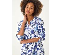 Roman Women's Floral Print Gathered Blouse in Blue | Size: 12 Roman Blue 12