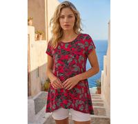 Roman Women's Floral Print Hanky Hem Top in Red | Size: 10